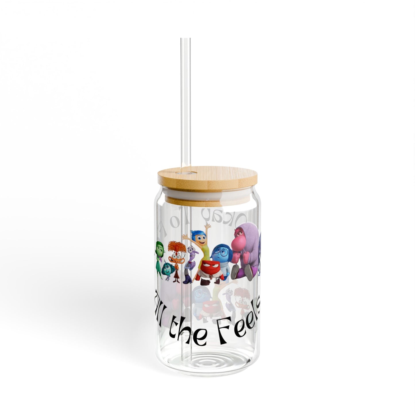 Inside Out 2 Sipper Glass | It's Okay To Feel All The Feels | Disney Inside Out Sipper | Inside Out Character Glass | Emotions Friends