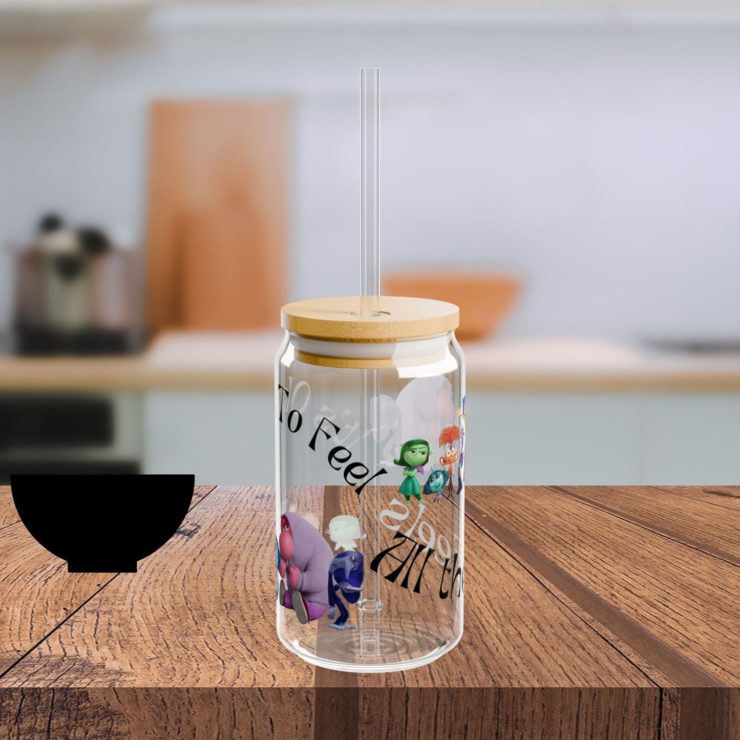 Inside Out 2 Sipper Glass | It's Okay To Feel All The Feels | Disney Inside Out Sipper | Inside Out Character Glass | Emotions Friends