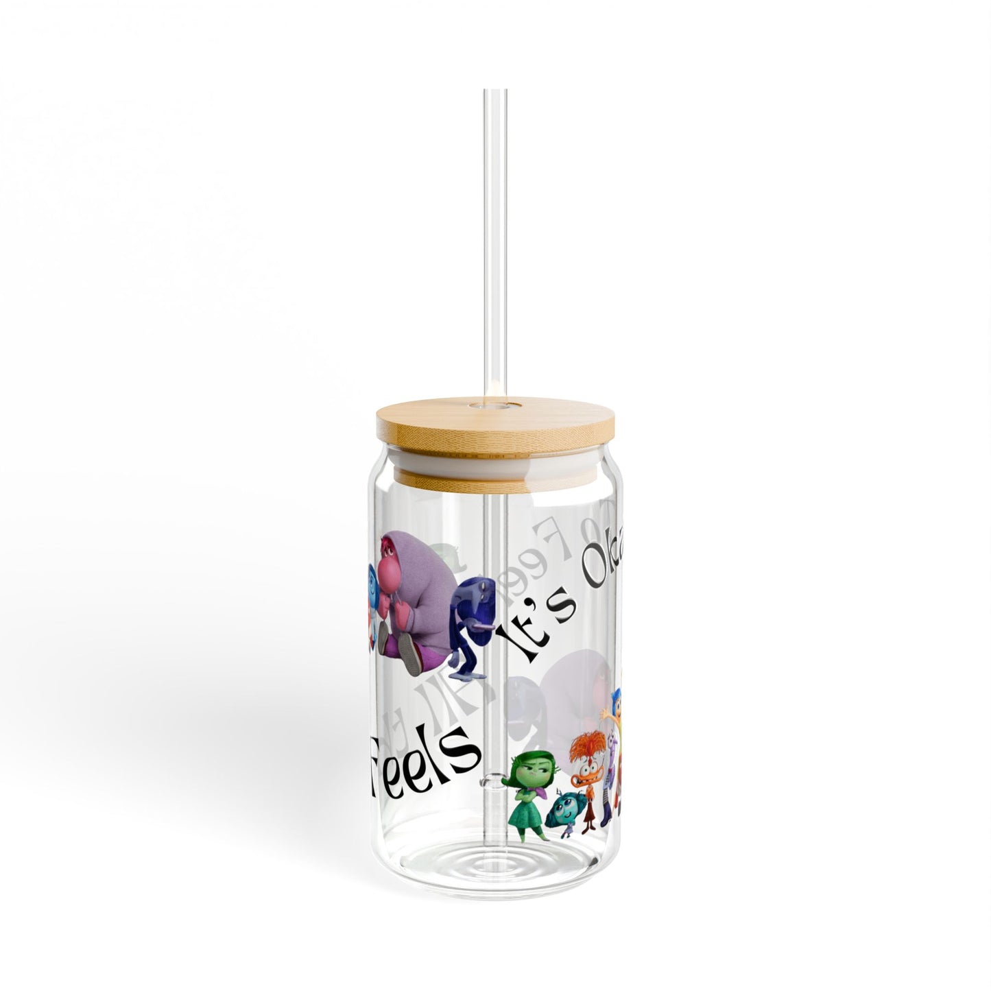 Inside Out 2 Sipper Glass | It's Okay To Feel All The Feels | Disney Inside Out Sipper | Inside Out Character Glass | Emotions Friends