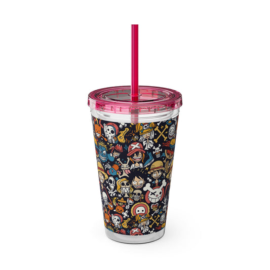 Luffy Sunsplash Tumbler with Straw 16 onz | One Piece Cup | Anime Lover Tumbler | Manga Lover