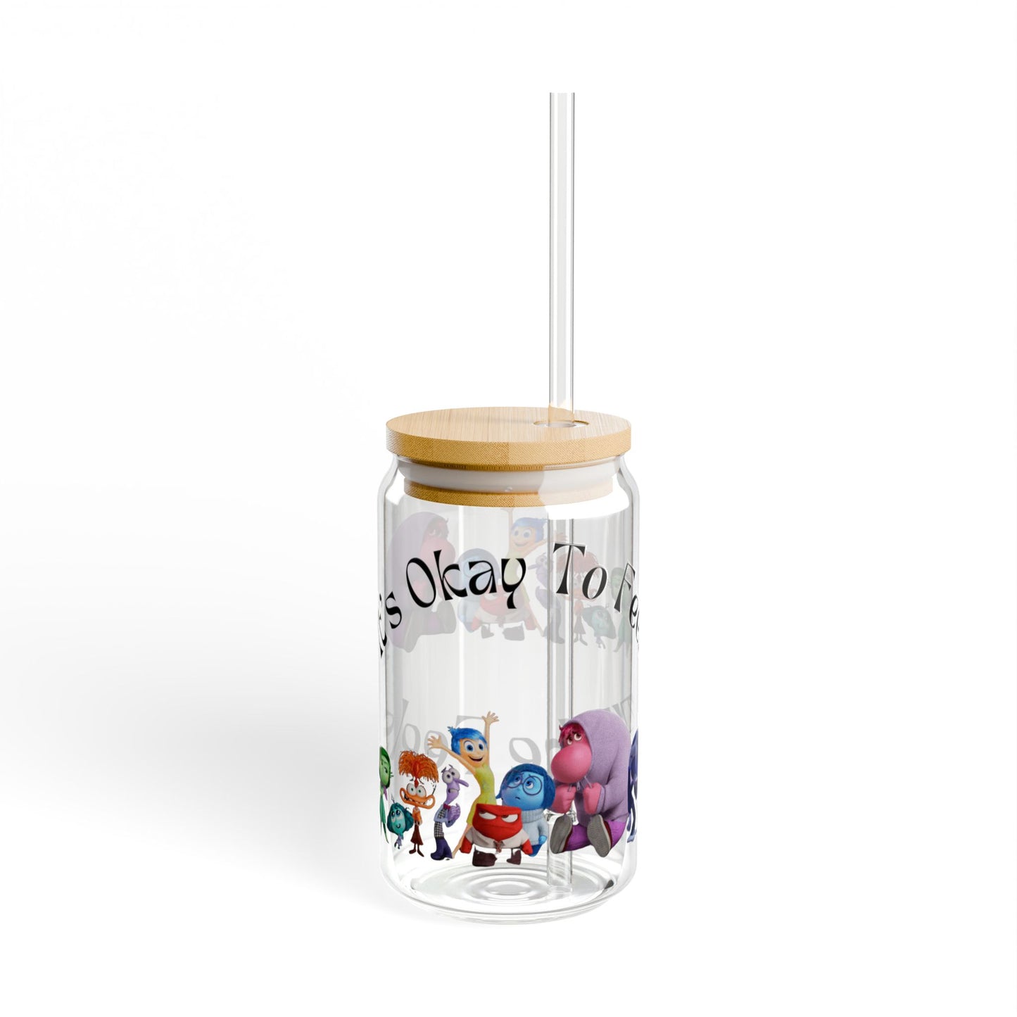 Inside Out 2 Sipper Glass | It's Okay To Feel All The Feels | Disney Inside Out Sipper | Inside Out Character Glass | Emotions Friends