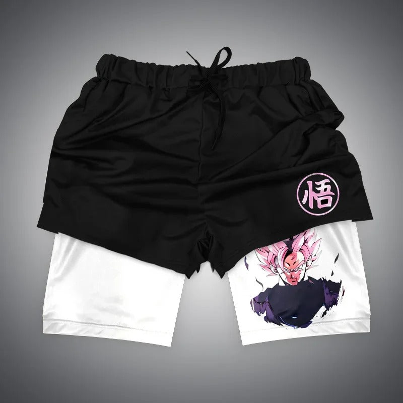 Dragon Ball Z Goku Black -Gym Shorts Man Double Layer 2-In-1 Quick-Drying Sweat